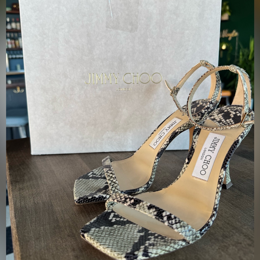 Jimmy Choo Marin 90 Snake Print Sandal Sz. 36.5